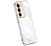 Topme Silicone Case for Realme C71 / Realme P3 Lite (6.67" Inches), [gold Edge Style Phone Case] - White