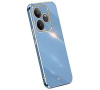 Topme Silicone Case for Realme GT 6 / Realme GT 6T (6.78" Inches), [gold Edge Style Phone Case] - Navy Blue