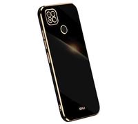 Topme Silicone Case for Redmi 9C / Redmi 9C NFC/Redmi 10A (6.53" Inches), [gold Edge Style Phone Case] - Black