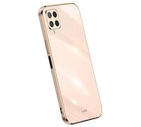 Topme Silicone Case for Samsung Galaxy A12 / M12 / A12 Nacho (6.5" Inches), [gold Edge Style Phone Case] - Pink