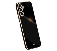 Topme Silicone Case for Samsung Galaxy A14 5G / A14 (4G) (6.6" Inches), [gold Edge Style Phone Case] - Black