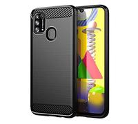 Topme Silicone Case for Samsung Galaxy M31 (6.4" Inches), [brushed Texture Style Phone Case] - Black