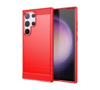 Topme Silicone Case for Samsung Galaxy S24 Ultra (6.8" Inches), [brushed Texture Style Phone Case] - Red