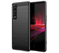 Topme Silicone Case for Smartphone, Compatible with Sony Xperia 1 IV (6.5" Inches), [brushed Texture Style Phone Case] - Black