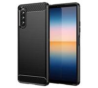 Topme Silicone Case for Smartphone, Compatible with Sony Xperia 10 IV (6" Inches), [brushed Texture Style Phone Case] - Black