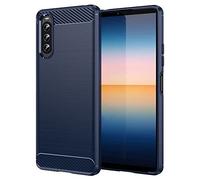 Topme Silicone Case for Smartphone, Compatible with Sony Xperia 10 IV (6" Inches), [brushed Texture Style Phone Case] - Blue