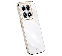 Topme Silicone Case for Xiaomi MI 14T (6.67" Inches), [gold Edge Style Phone Case] - White