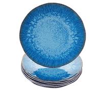 Topmela Melamine Dinner Plate Plastic Bread Butter Plates Set of 6 Pcs 11 inch Lightweight Shatter Proof Chip Resistant Dishwasher Safe Not Microware Not Oven(Light Blue)