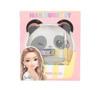 Depesche TOPModel 14119 Candy Glam Manicure Set Colourful Nail Set with Nail Scissors, Nail Clippers, Nail File and Cuticle Pusher with Panda Bag