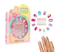Depesche TOPModel Candy Glam 14072 Self-Adhesive False Nails and Decorative Stones Set, Rounded, in Beautiful Designs, 12 False Nails and 30 Rhinestones