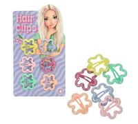 TOPModel Mini Hair Clips Glow to Go 6 Colours 2 Sets | Yellow Purple Pink Turquoise Glitter Finish Flower Shape Girls Snap Clips