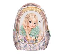 Depesche 13304 TOPModel Summer Feeling School Backpack in Pink with Model Motif and Floral Pattern, School Bag with Adjustable Straps, multicoloured, Mittelgroße, Casual