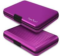 TopMost RFID-Blocking Aluminum Wallet Credit Cards Holder for Men & Women - Slots for 12 Cards and Bills, Purple, XS, Card and Bills Holder