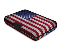 TopMost RFID-Blocking Aluminum Wallet Credit Cards Holder for Men & Women - Slots for 12 Cards and Bills, USA Flag, S, Card and Bills Holder