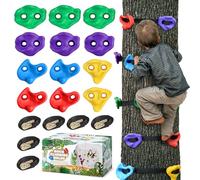 TOPNEW 12 Ninja Tree Climbing Holds for Kids Climber, Adult Climbing Rocks with 6 Ratchet Straps for Outdoor Ninja Warrior Obstacle Course Training
