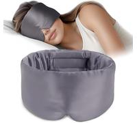 Topnma 100% Silk Sleep Mask Large, Cooling Blackout Side Sleeper - Charcoal | 19 Momme 100% Mulberry Silk, nose-wing stops light leaks, large size, cooling, side sleeper, adjustable strap, travel