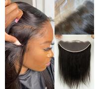 Topnormantic 13x4 Inch Straight Lace Frontal, Small Individual Knots Ear to Ear, Pre Plucked Frontal Lace with Baby Hair, 0.15mm, Transparent Swiss Lace Frontal Closure