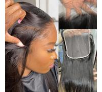 Topnormantic 6x6 Ultra Thin Invisible HD Clear Cord Closure with Baby Hair 12A Straight Brazilian Human Hair with Li Part