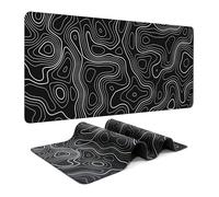 Topographic Contour Gaming Large Mouse Pad for Desk Keyboard and Desk Mat Computer Protector Mat Office Desk Accessories(Balck,900x400x2mm)