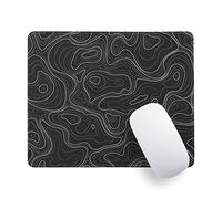 Topographic Contour Gaming Mouse Pad Black Mousepad with Non-Slip Rubber Base Large Computer Mouse Mat for Wireless Mouse Stitched Edge Small Desk Pad for Laptop 10.2×8.3×0.12 Inch Office Working