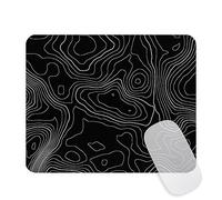 Topographic Contour Mouse Pad Square Mousepad for Desk,Black Topo Small Mouse Mat with Non-Slip Rubber Base,Computer Laptop Mouse Pads for Wireless Mouse Home Office Decor Desk Accessories,10.2x8.3 In
