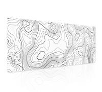 Topographic Contour White Gaming Mouse Pad XL Topo Geographic Map Lines Extended Large Mouse Pad Big Desk Mat Non-Slip Rubber Base Stitched Edge Long Keyboard Playmat for Desk Computer,31.5×11.8 in