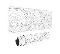 Topographic Extended White Mouse Pad Large,Gaming Mouse Pad Desk mat,Mouse Pad XL Mousepad,Minimalist Mouse Mat Desk Pad,31.5 x 11.8 in Computer Keyboard Gaming Mouse Pad with 3mm Non-Slip Base White