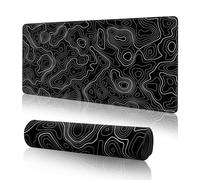 Topographic Gaming Mouse Pad Large Desk Mat,Black Mouse Pad Gaming Desk Pad,31.5 x 11.8 Keyboard Pad Minimalist Mouse Pads for Desk,Extended Mouse Mat Mousepad with Non-Slip Base and Stitched Edge