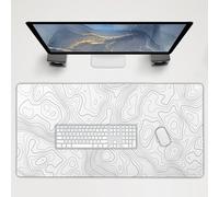 Topographic Map Large Mouse Pad Extended 3XL White Lines Contour Geographic Extended Large Desk Mat Big Desk Pad 120x60 CM Non-Slip Rubber Base Stitched Edge Long Mousepad,47.2x23.6 Inch