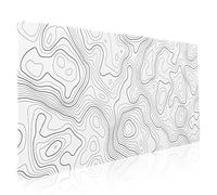 Topographic Map Large Mouse Pad XXL White Lines Contour Geographic Extended Large Desk Mat Big Desk Pad 90X40 CM Non-Slip Rubber Base Stitched Edge Long Mousepad,35.4 x 15.7 Inch