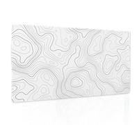 Topographic Map Mouse Pad Large White Lines Contour Geographic Extended Desk Mat 60x35 CM Non-Slip Rubber Base Stitched Edge Long Mousepad,24x14 Inch