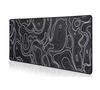 Topographic Map Waterproof Mouse Pad - Extended Contour Mouse Mat for Home and Office,27.56"x11.81"x0.12",Large Gaming Mousepad Laptop Keyboard Mat with Non-Slip Rubber Base, Stitched Edges