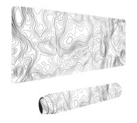Topographic Texture Mats Gaming Black Mouse Pad Computer Keyboard Xxl Mousepad Non-Slip Base Stitched Edges for Gaming and Office(1,800x300x3mm)