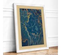 Topographical Passages Vintage Framed Wall Art Print A1 (84.1×59.4cm) White, Wall Decor for Living Room, Bedroom, Office & Home, Ready to Hang, Art Gift