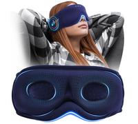 TOPOINT Bamboo Cotton Bluetooth Sleep Mask with Headphones, 100% Light-Blocking 3D Sleep Eye Mask, Sleep Headphones for Travel, Napping, Side Sleeping and Office, Suitable for Both Men and Women