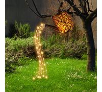 Topoler Solar Watering Can with LED String & Cascading Lights, Retro Metal Fairy Lights Outdoor (with Bracket)