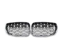 TOPOLVLCKC For B&MW For 1 Series E81 E82 E87 2007-2013 Front Kidney Diamond Meteor Grille Grills Racing Front Fog Lamp Housing Frame(Chrome)