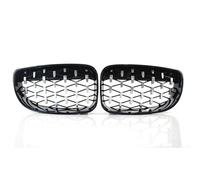 TOPOLVLCKC For B&MW For 1 Series E81 E82 E87 2007-2013 Front Kidney Diamond Meteor Grille Grills Racing Front Fog Lamp Housing Frame(Chrome and black)