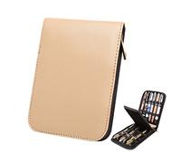 Topoomart PU Leather Rollerball Fountain Pen Case for Pen Collection Beige for 12 Pens