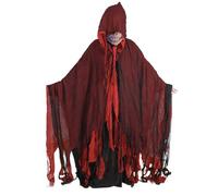 TOPOQ Halloween Medieval Cloak With Hood Horror Cape Grim Reaper Costume Ghost Vampire Outfit with Mesh Skeleton Head Mask Wizard Witch Cloak for Adults Halloween Costume Cosplay Party