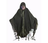 TOPOQ Halloween Medieval Cloak With Hood Horror Cape Grim Reaper Costume Ghost Vampire Outfit with Mesh Skeleton Head Mask Wizard Witch Cloak for Adults Halloween Costume Cosplay Party