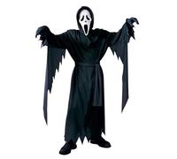 TOPOQ Halloween Reaper Costume Scream Ghost Face Mask Screamer Costume for Kids Adults Witch Wizard Costumes Demon Vampire Outfit Black Hooded Robe Cloak Removable Mask Gloves