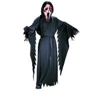 TOPOQ Halloween Reaper Costume Scream Ghost Face Mask Screamer Costume for Kids Adults Witch Wizard Costumes Demon Vampire Outfit Black Hooded Robe Cloak Removable Mask Gloves