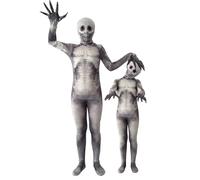 TOPOQ Halloween Zombie Mummy Costume for Kids Adults Scary Zombie Outfit Skeleton Onesie Jumpsuit Removable Skull Head Mask Hat Halloween Costume Fancy Dress Cosplay Party Accessories Breathable