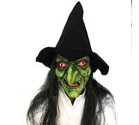 TOPOQ Witch Mask With Wigs and Hat - Scary Halloween Latex Wizard Costume Head Mask - Full Face Old Man Mask for Halloween Cosplay Party Headwear - Fancy Dress for Adults