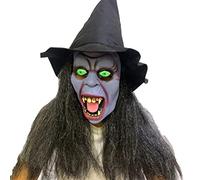 TOPOQ Witch Mask with Wigs Witch Hat Scary Halloween Witchs Wizard Costume Head Mask Old Man Masks Halloween Cosplay Costume Party Headwear Fancy Dress for Adults