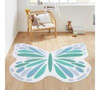 Topotdor Cute Butterfly Kids Rugs for Girls Bedroom, Toddler Nursery Rug Soft Washable Kids Area Rug for Butterfly Living Room Playroom Decor, Green 35 x 43 inch
