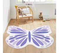 Topotdor Cute Butterfly Kids Rugs for Girls Bedroom, Toddler Nursery Rug Soft Washable Kids Area Rug for Butterfly Living Room Playroom Decor, Purple 35 x 43 inch