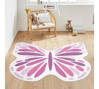 Topotdor Cute Butterfly Kids Rugs for Girls Bedroom, Toddler Nursery Rug Soft Washable Kids Area Rug for Butterfly Living Room Playroom Decor, Pink 49 x 59 inch