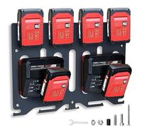 TOPOWN 3-in-1 Wall Mount for Einhell Chargers and Cordless Drills, Sturdy 4 Battery Holder Charger Holder and Cordless Drill, Black